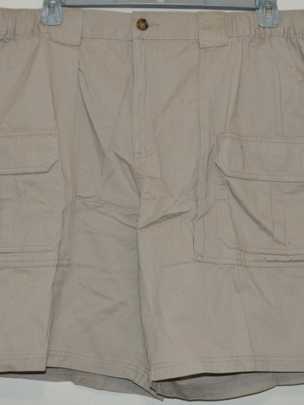 Croft & Barrow Men's Big & Tall Beige Extra Soft Side Elastic Cargo Shorts Sz 52